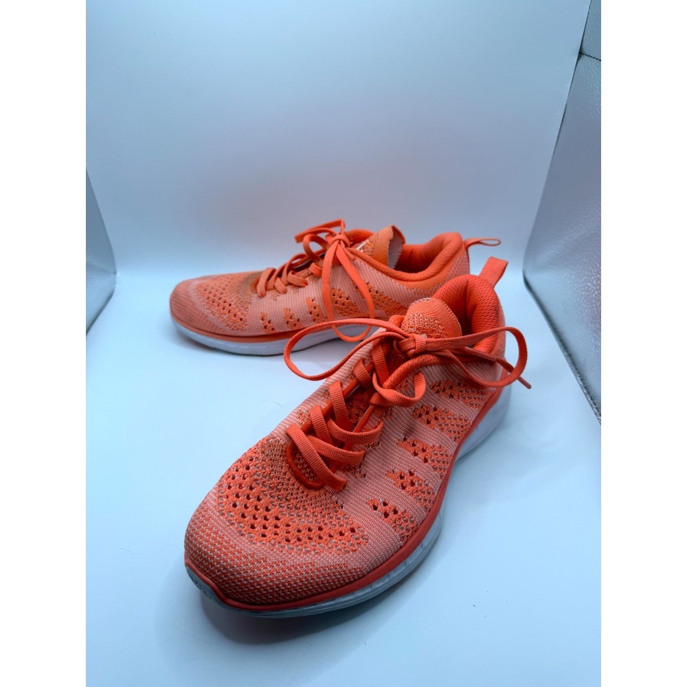 APL TechLoom Pro Womens 6.5 Sneaker Orange Knit Low Top Running Shoes 1220XC